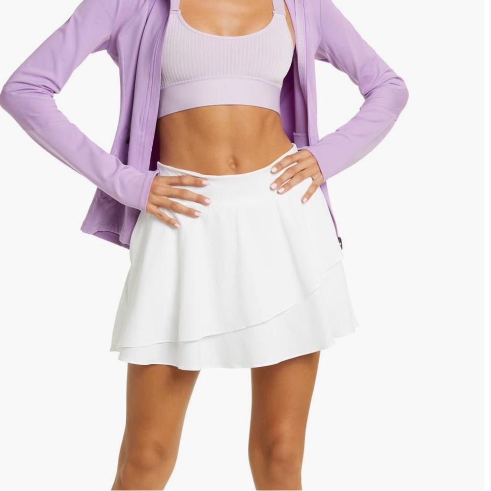 Zella Flyaway High Waist Ruffle Skort - Medium Blue Thistle